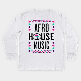 AFRO HOUSE - Continent Culture (Black/pink/teal/purple) Kids Long Sleeve T-Shirt